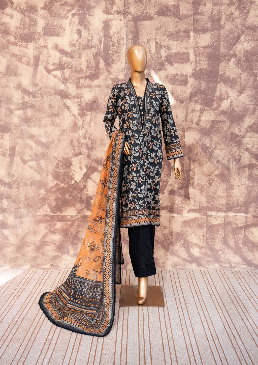 Ebony Foliage - Printed Lawn 3 Piece