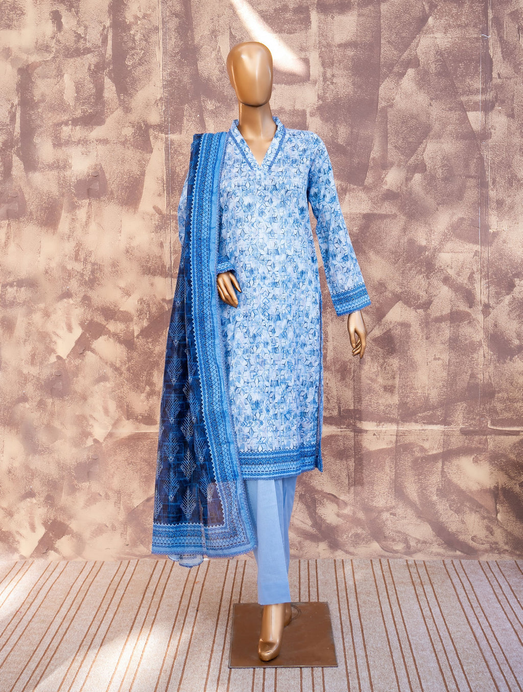 Geometric Sky - Printed Lawn 3 Piece
