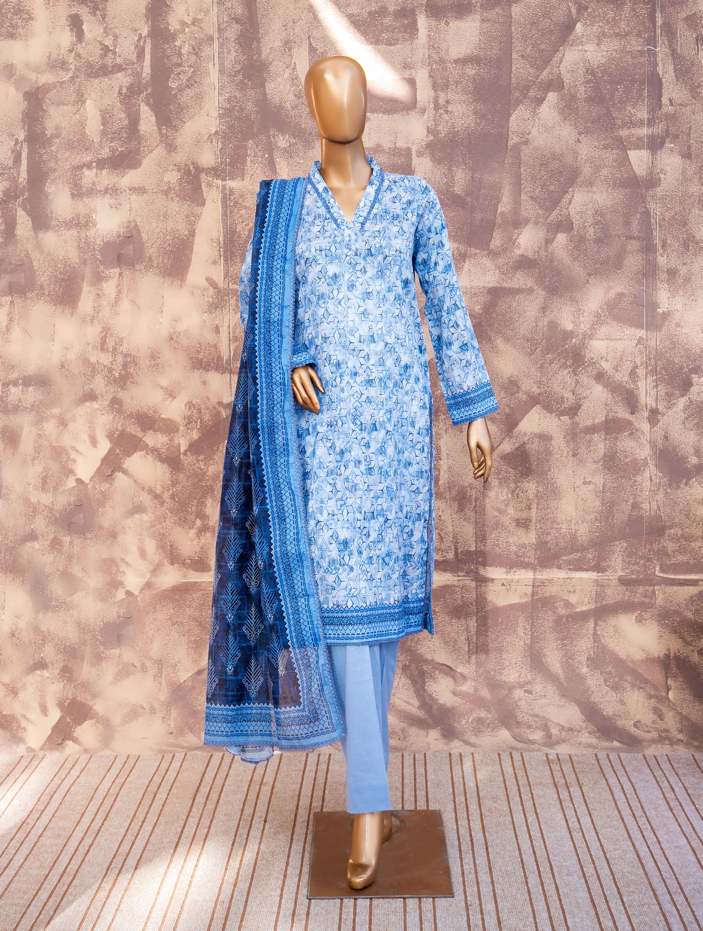 Geometric Sky - Printed Lawn 3 Piece