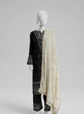 3 Piece Heavy Embroidered Karandi Suit with Chiffon Dupatta & Embroidered Trouser (Stitched)