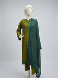 3 Piece Embroidered Karandi Suit with Full Embroidered Chiffon Dupatta (Stitched)