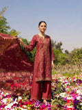 Marina Jacquard Stitched 3Pc Suit – Maroon