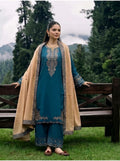 Marina Jacquard Stitched 3Pc Suit – Teal