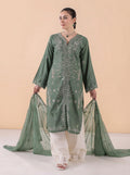 Dhanak Embroidered 3 Piece Stitched Suit - Sage Green