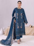 Dhanak Embroidered 3 Piece Stitched Suit - Navy Blue