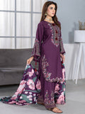 Dhanak Embroidered 3 Piece Stitched Suit - Purple