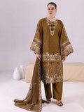 Dhanak Embroidered 3 Piece Stitched Suit - Caramel Brown
