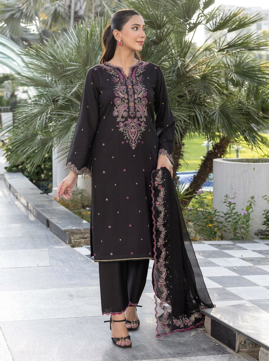 3 Piece Dhanak Suit (Stitched)