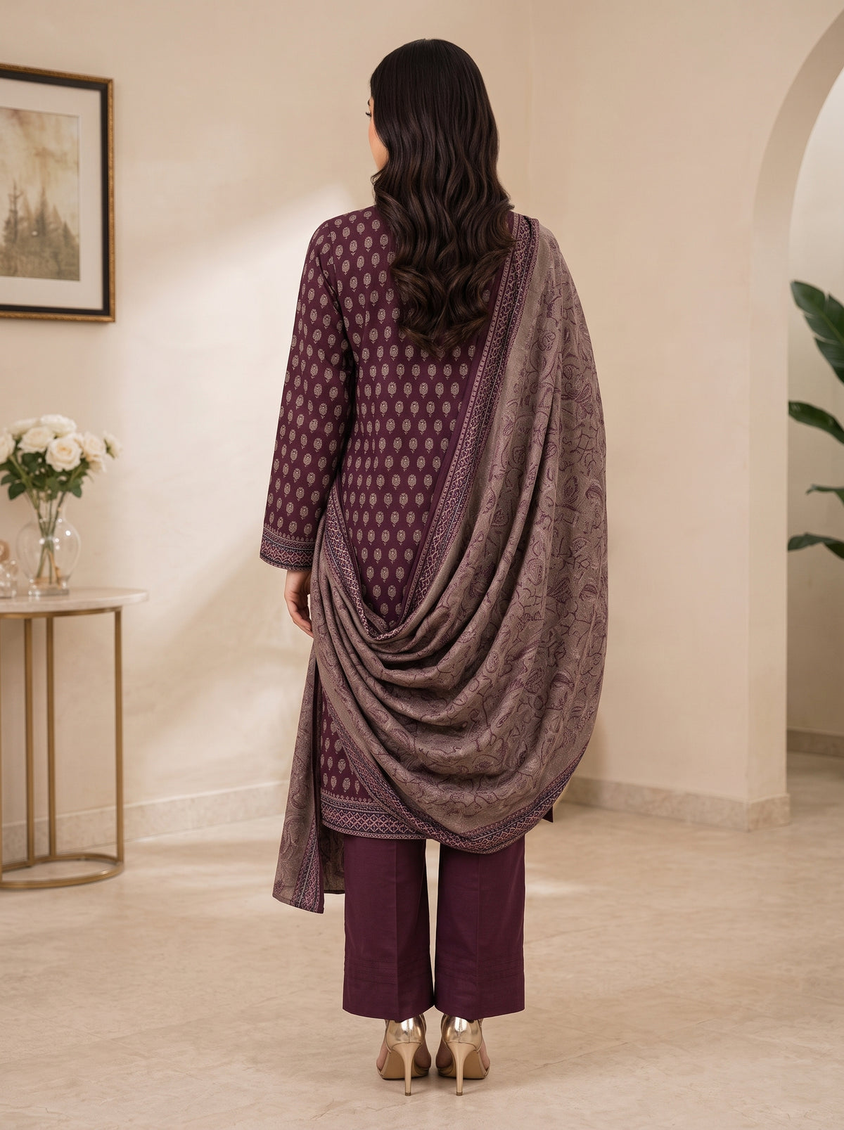 3 Piece Embroidered Khaddar Suit (Unstitched)