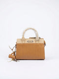 Mustard & Cream Ribbed Panel Handbag