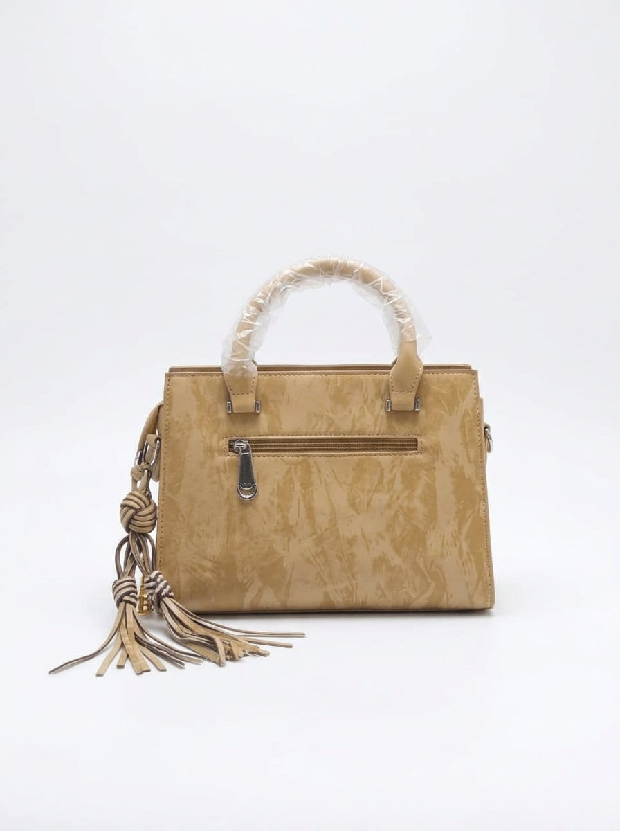 Mustard Crinkled Envelope-Flap Handbag