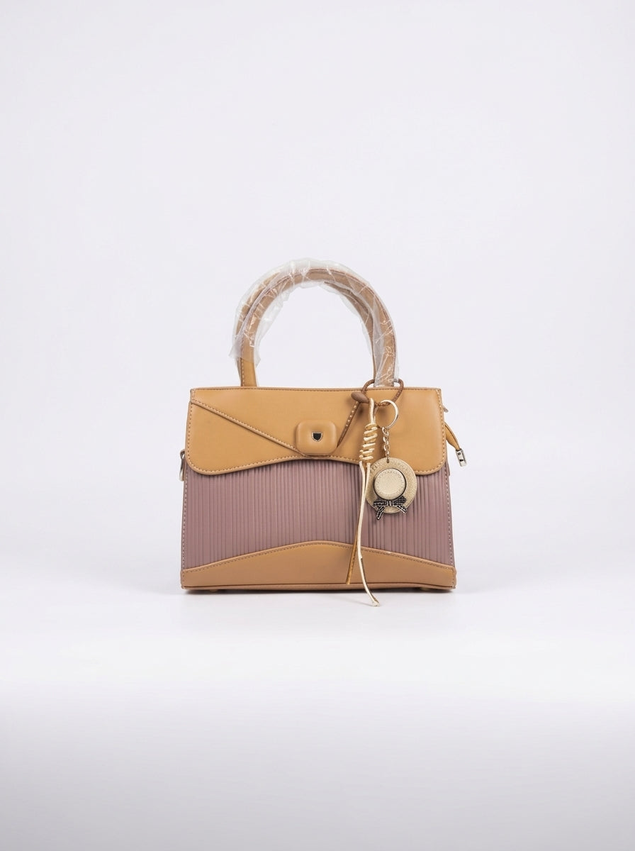 Mustard & Mauve Two-Tone Flap Handbag