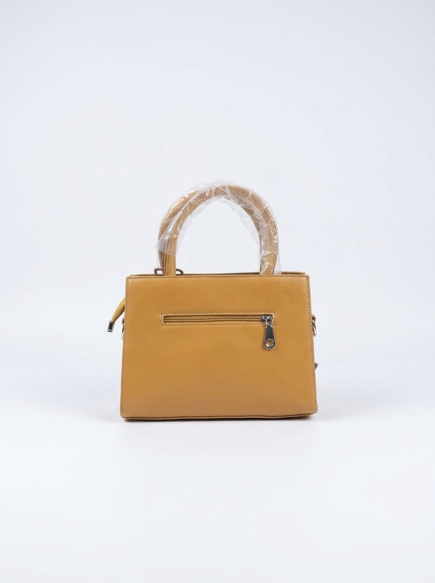 Mustard & Mauve Two-Tone Flap Handbag