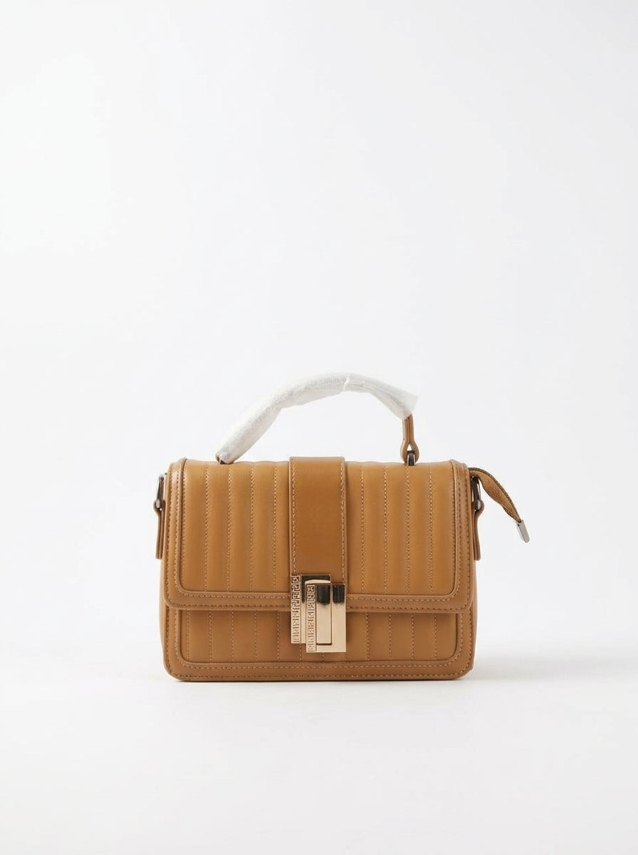 Mustard Ribbed Structured Handbag