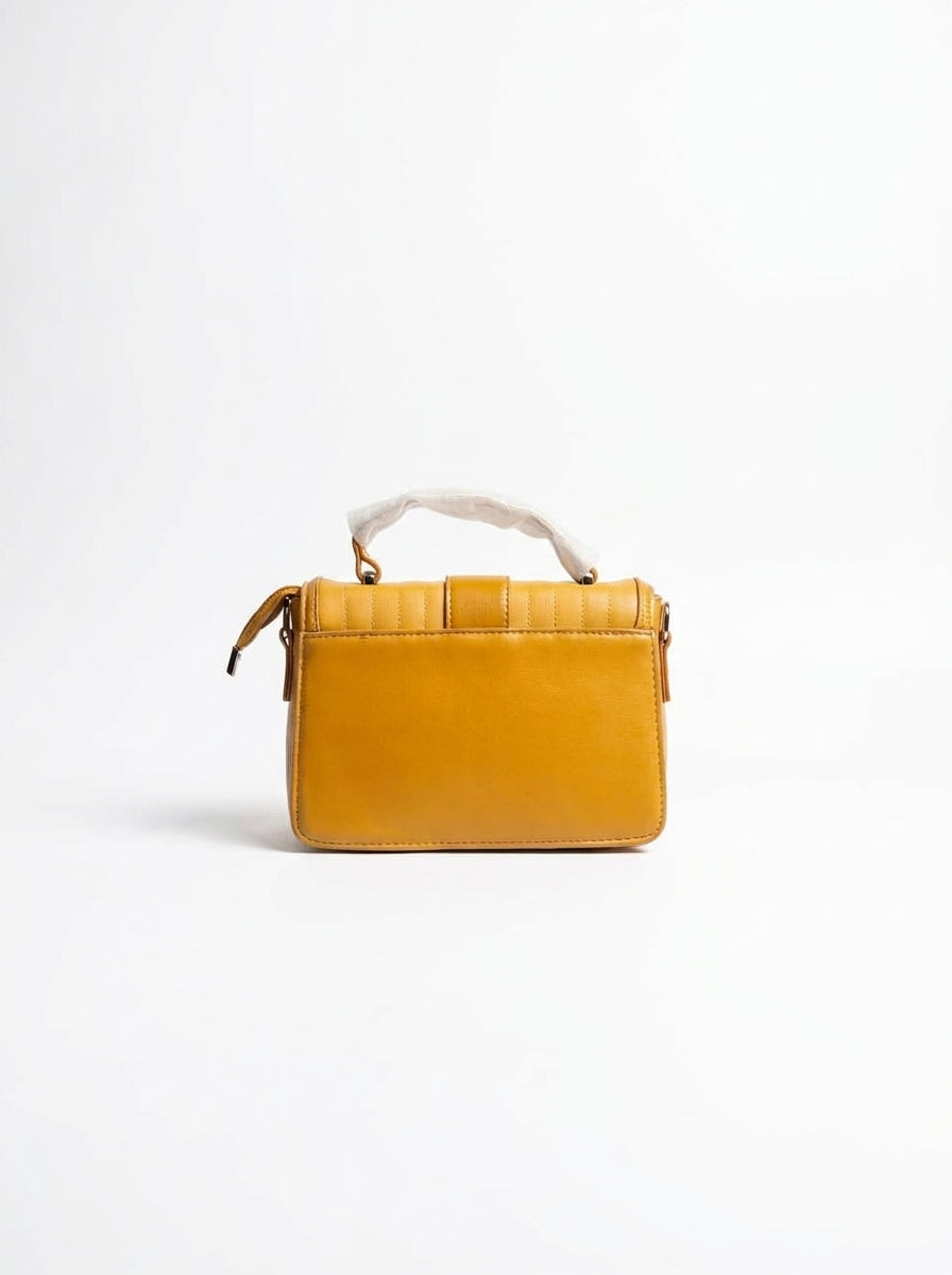 Mustard Ribbed Structured Handbag