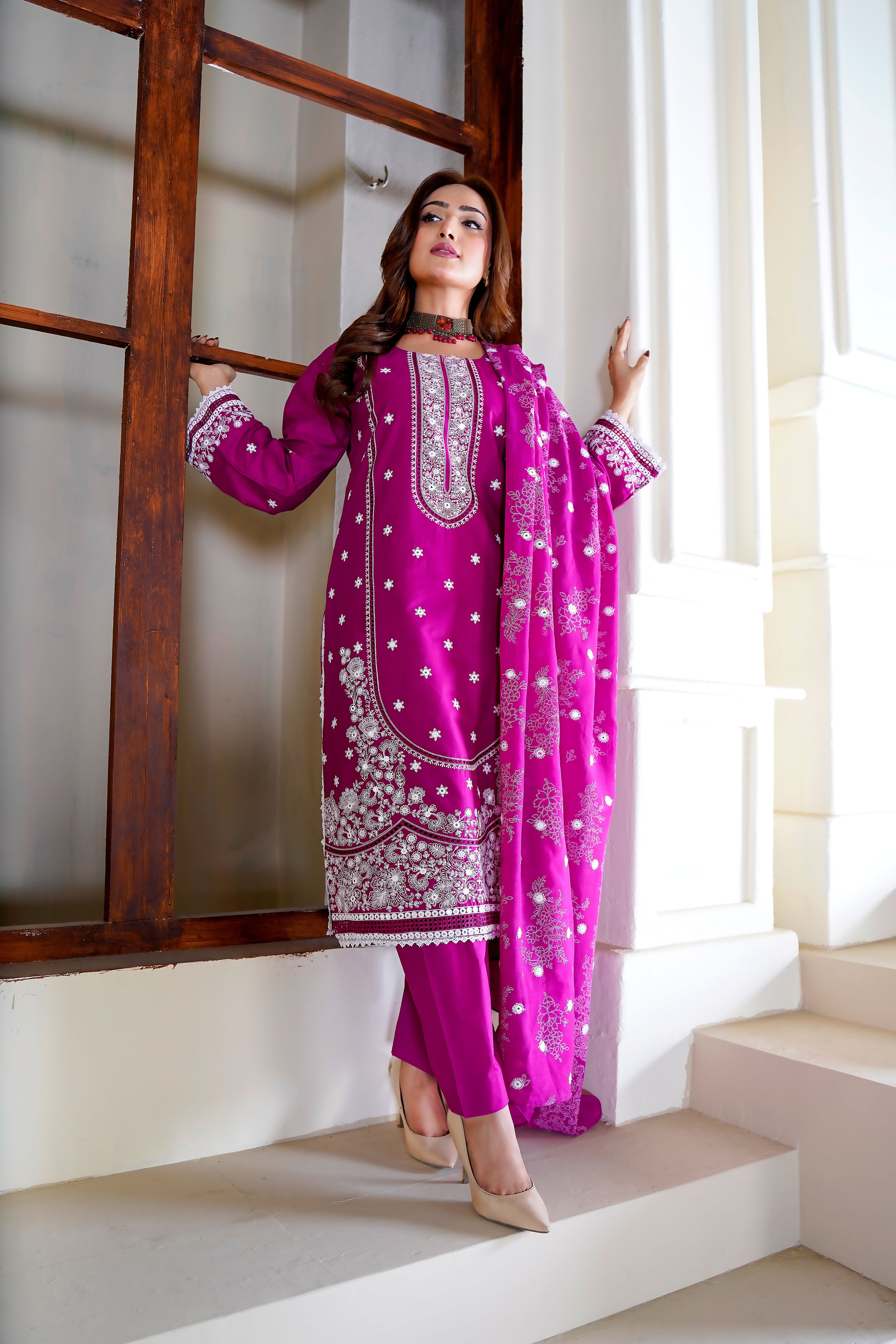 Meherbaan Velvet Shawl Suit