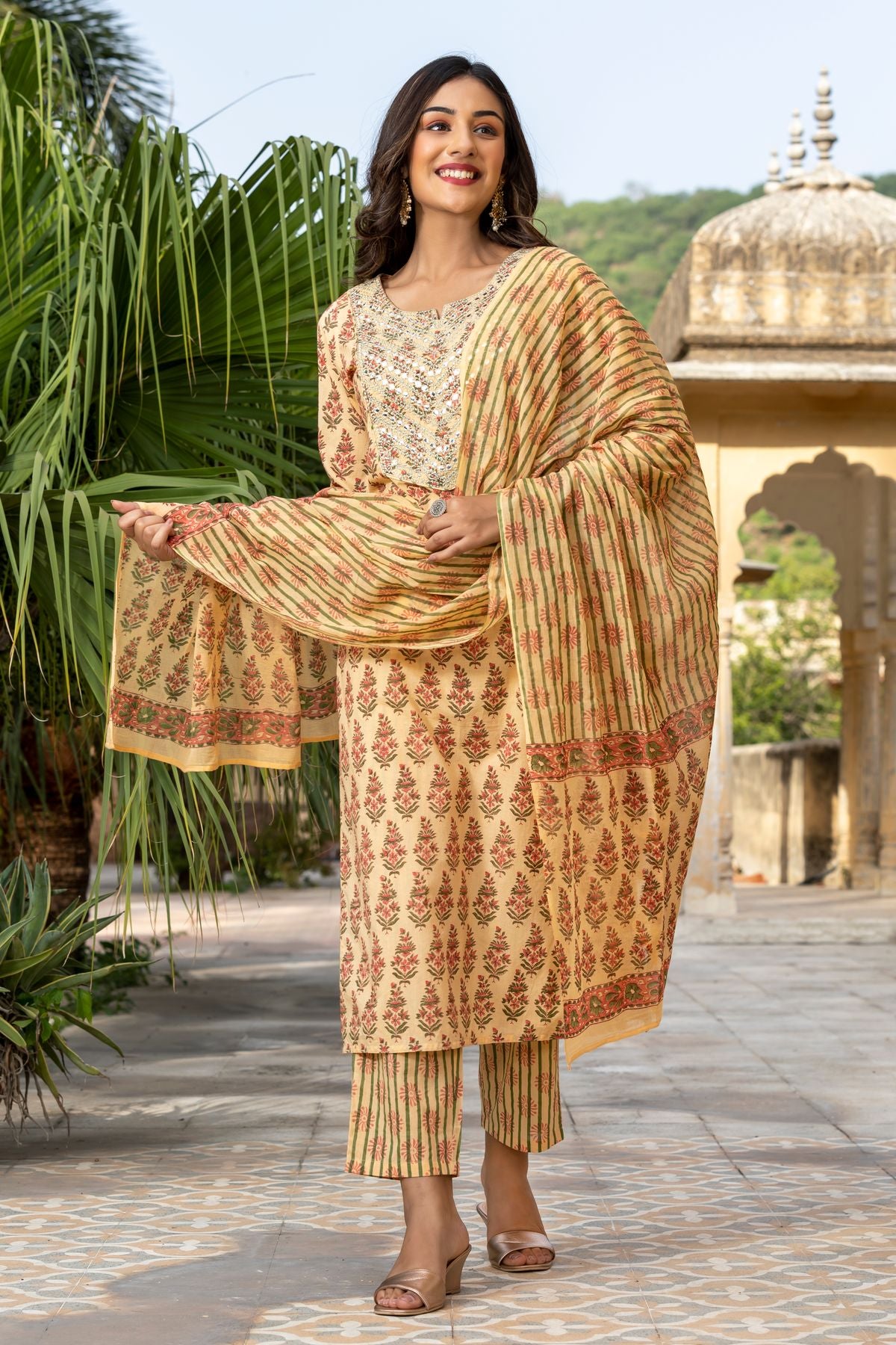 Model wearing Gulnaar Kurta Set