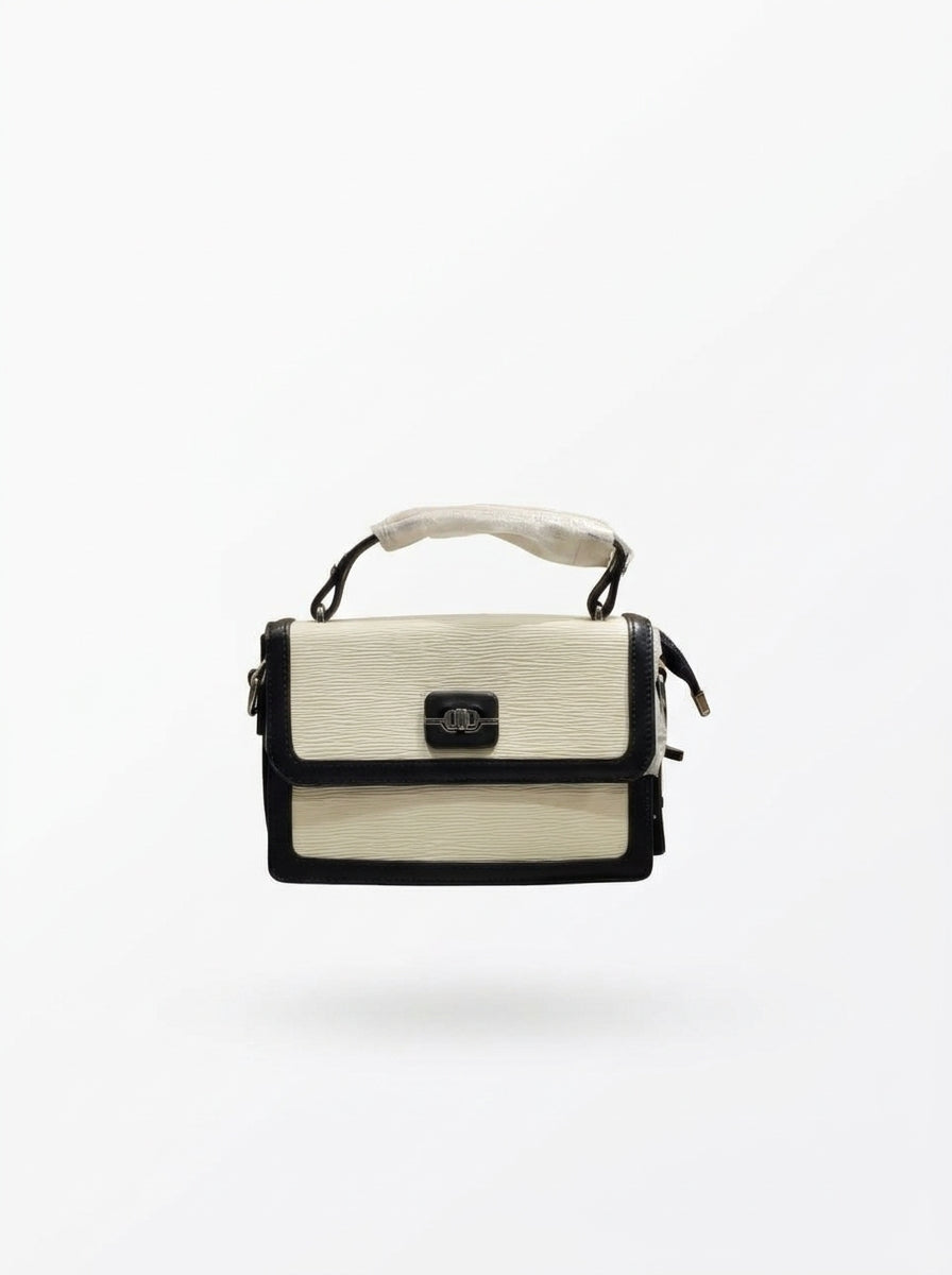 White & Black Textured Box Bag