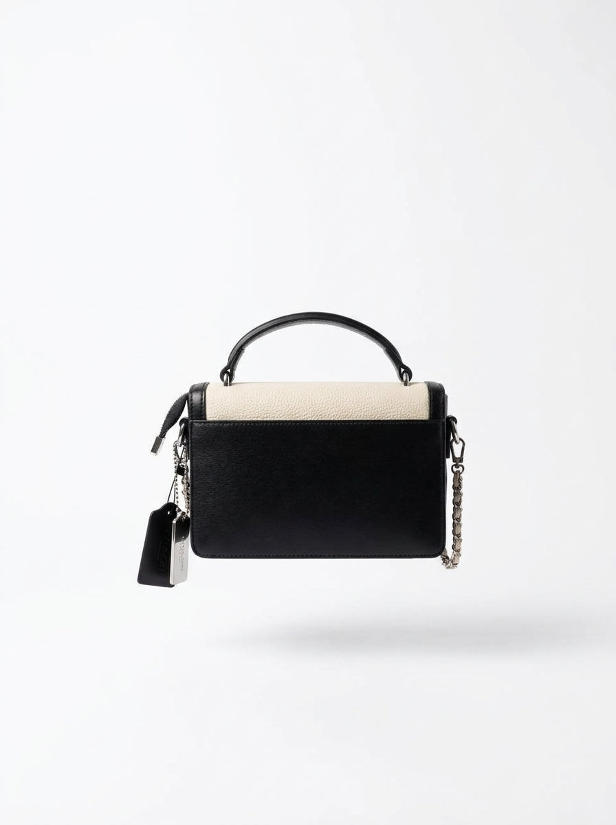White & Black Textured Box Bag