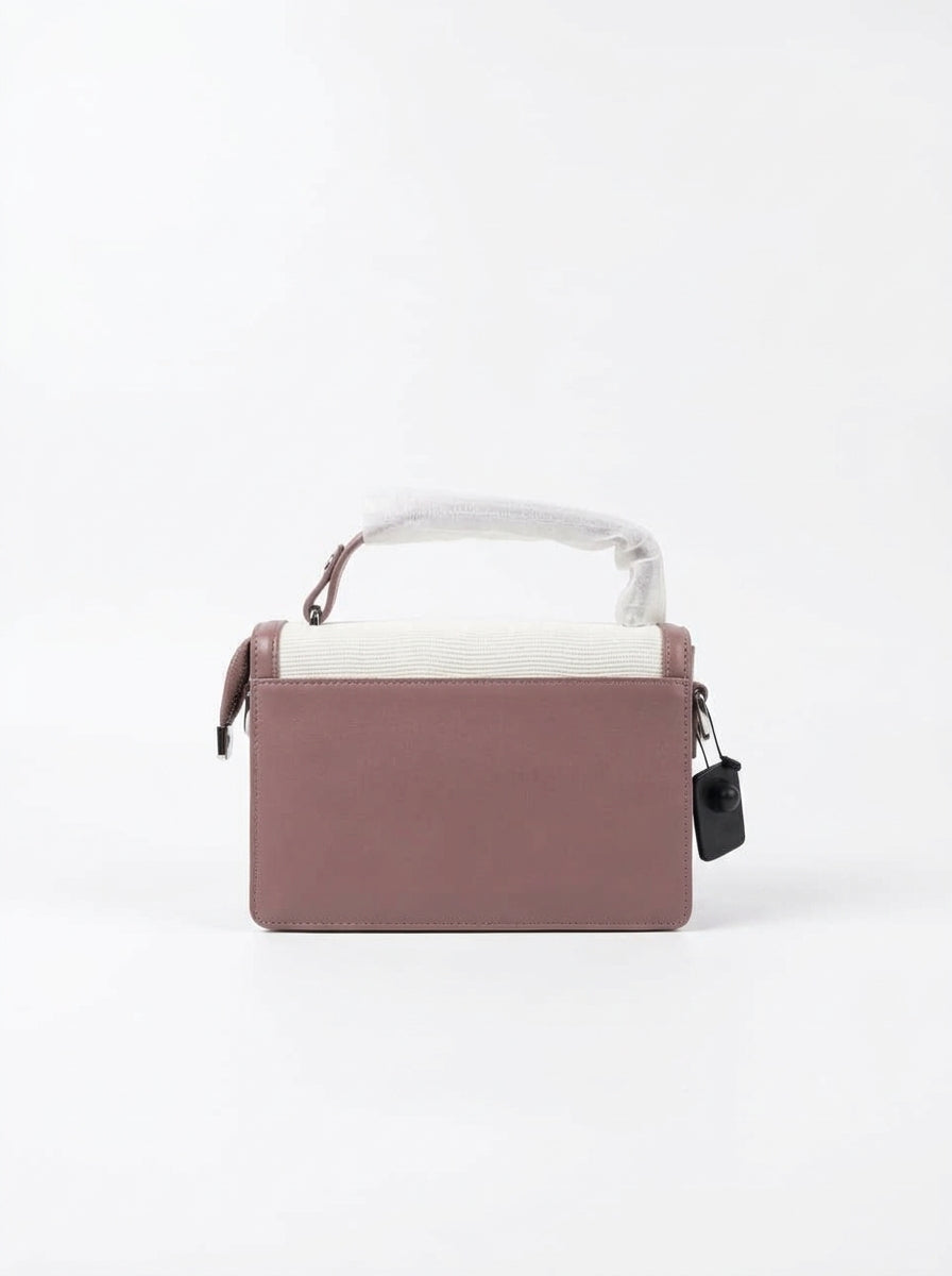 White & Mauve Textured Box Bag